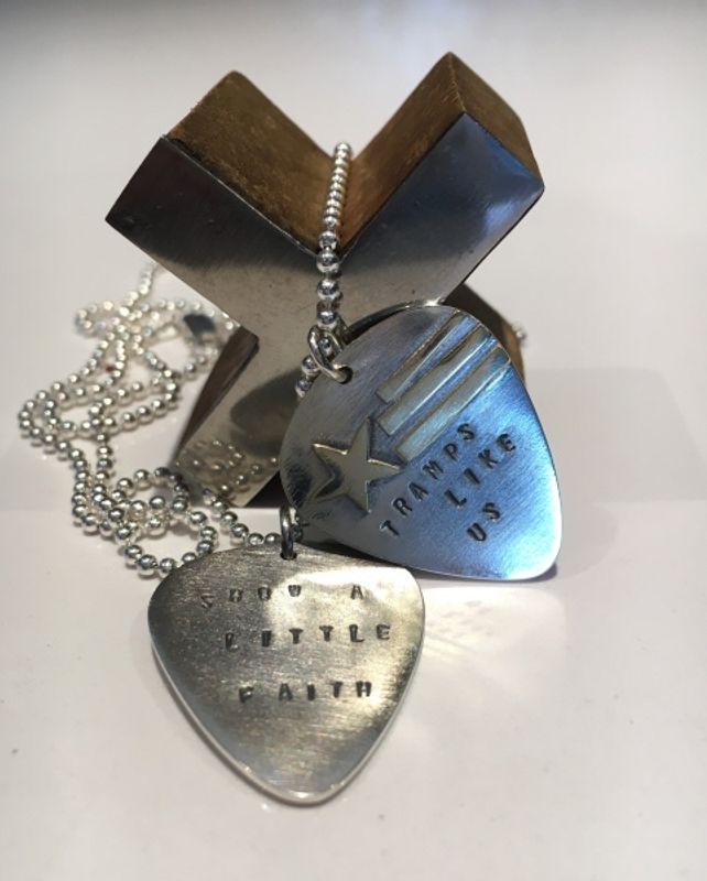 Silver&gold plectrum necklace